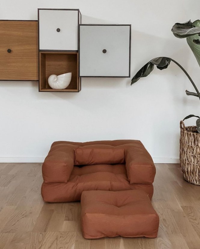 MINI CUBE - rozmer: 60x68x24 cm, farba futonu: natural