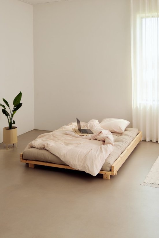 SOCIAL BED natural pine (posteľ z borovice) - rozmer: 148x204x23 cm, farba: natural (lak)