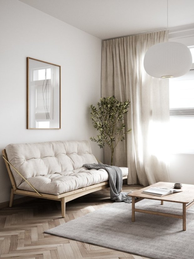 FOLK SOFA natural pine (pohovka z borovice) - Farba: karup natural, farba futonu: natural 701