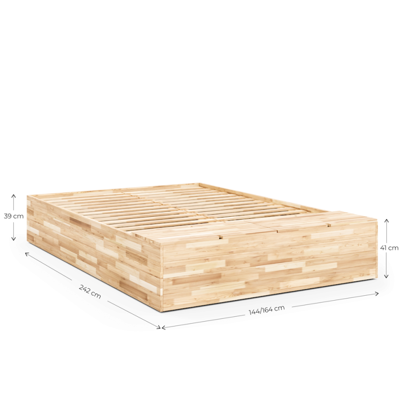 BASEMENT BED natural pine (posteľ z borovice) - rozmer: 226x242x41 cm, farba: natural (lak)