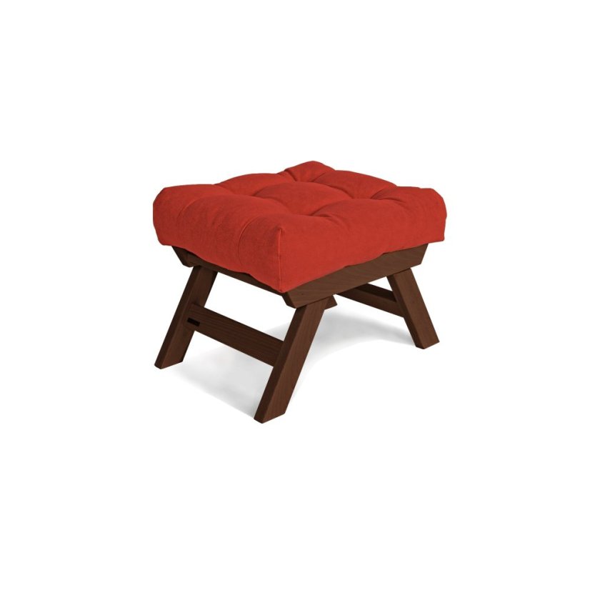 ALLEGRO Pouffe - rozmer: 55x47x43 cm, farba futonu: red, farba: walnut (lněný olej)