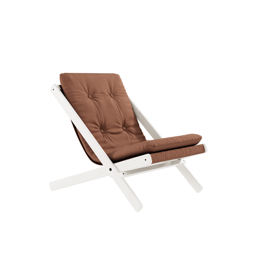 deckchair BOOGIE - lehátko (skladacie) - rozmer: 65x88x75 cm, farba futonu: clay brown, farba: white (lak)