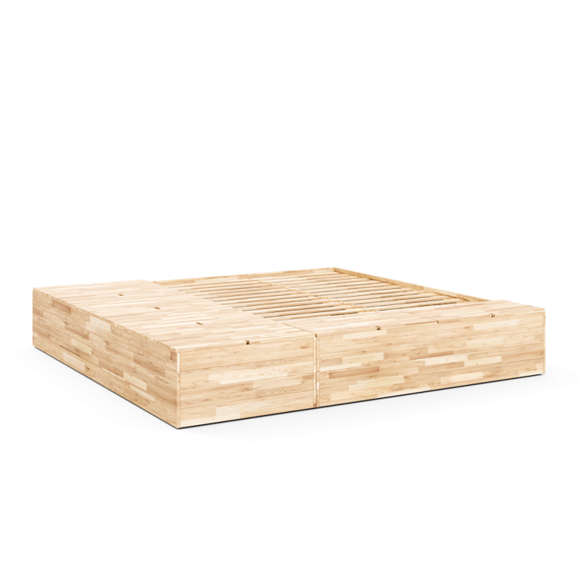 BASEMENT BED natural pine (posteľ z borovice) - rozmer: 246x242x41 cm, farba: natural (lak)