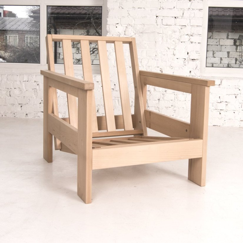 MEXICO Armchair (kreslo z buku) - rozmer: 105 / 140x75x83 cm, farba futonu: beige, farba: natural (lněný olej)