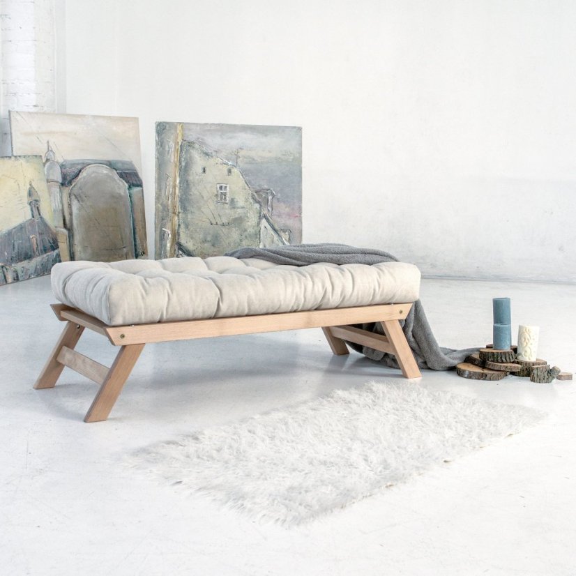 ALLEGRO Bench (lavice z buku) - rozmer: 140x50x43 cm, farba futonu: yellow, farba: neošetřené (bez oleja, bez laku)