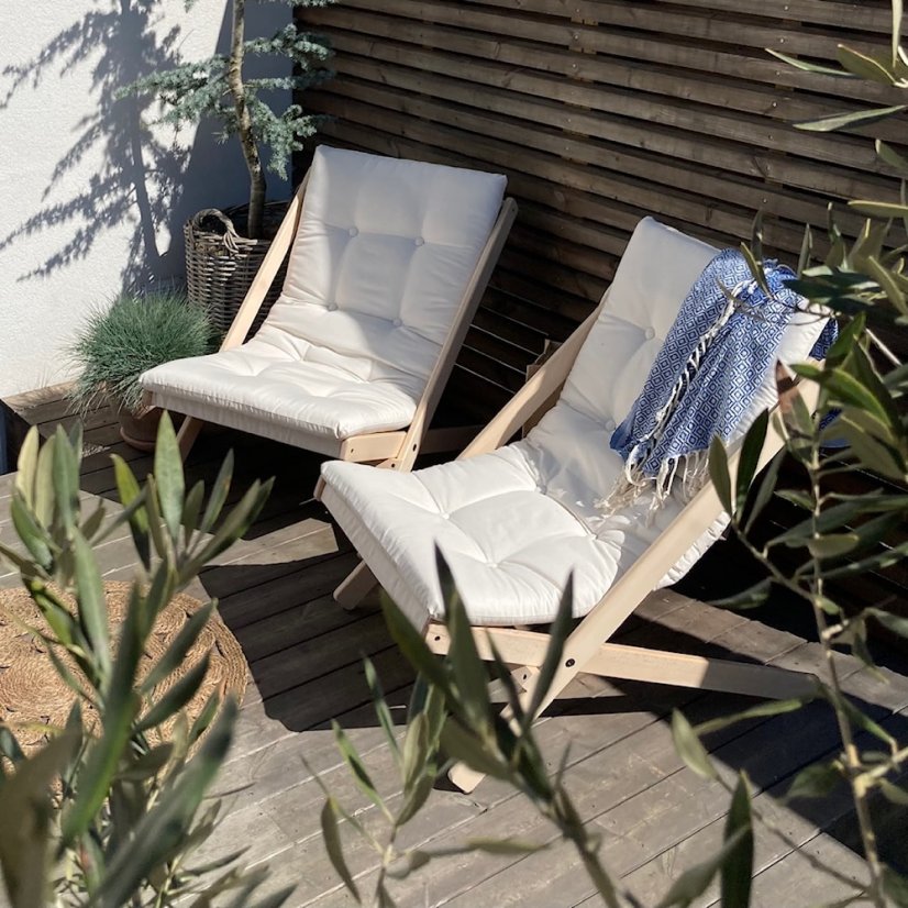 deckchair BOOGIE OUTDOOR - lehátko vonkajšie (skladacie) - rozmer: 65x88x75 cm, farba futonu: white, farba: olej (pre exteriér)