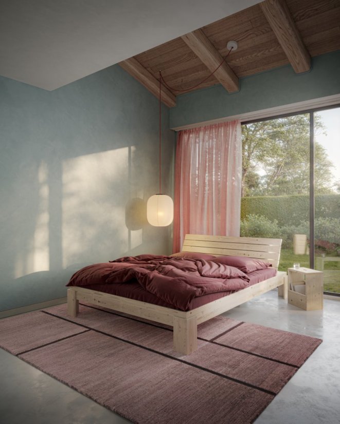 LAYERS BED HEADBOARD natural pine (posteľ z borovice) - rozmer: 160*200 cm, farba: karup natural