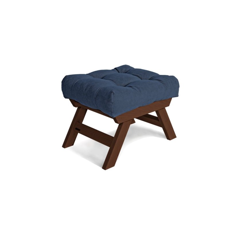 ALLEGRO Pouffe - rozmer: 55x47x43 cm, farba futonu: blue, farba: walnut (lněný olej)