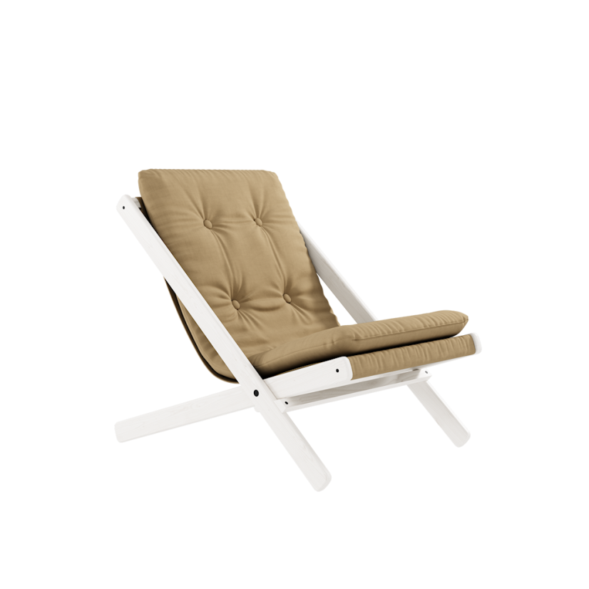 deckchair BOOGIE - lehátko (skladacie) - rozmer: 65x88x75 cm, farba futonu: wheat beige, farba: white (lak)