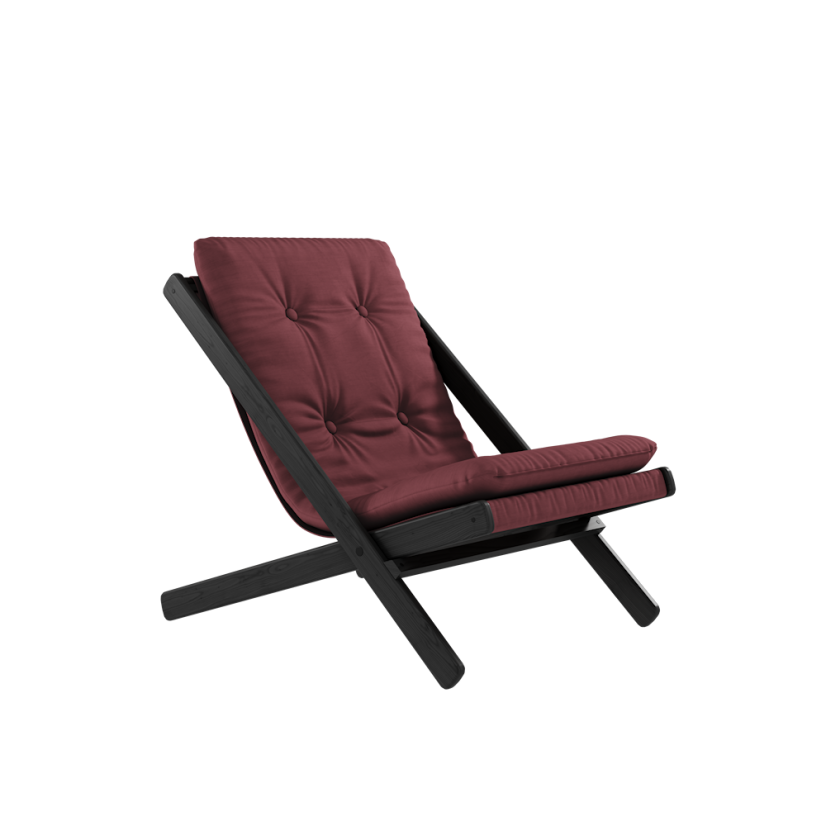 deckchair BOOGIE - lehátko (skladacie) - rozmer: 65x88x75 cm, farba futonu: bordeaux, farba: black (lak)