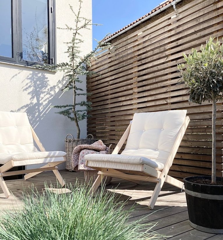 deckchair BOOGIE OUTDOOR - lehátko vonkajšie (skladacie) - rozmer: 65x88x75 cm, farba futonu: white, farba: olej (pre exteriér)