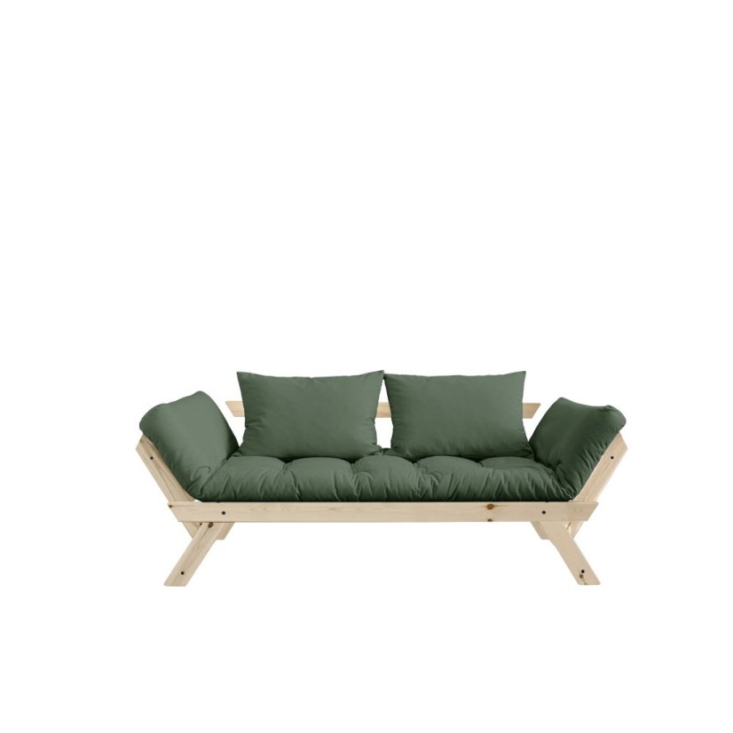 BEBOB SOFA natural pine (pohovka z borovice) - Farba: karup natural, farba futonu: olive green 756
