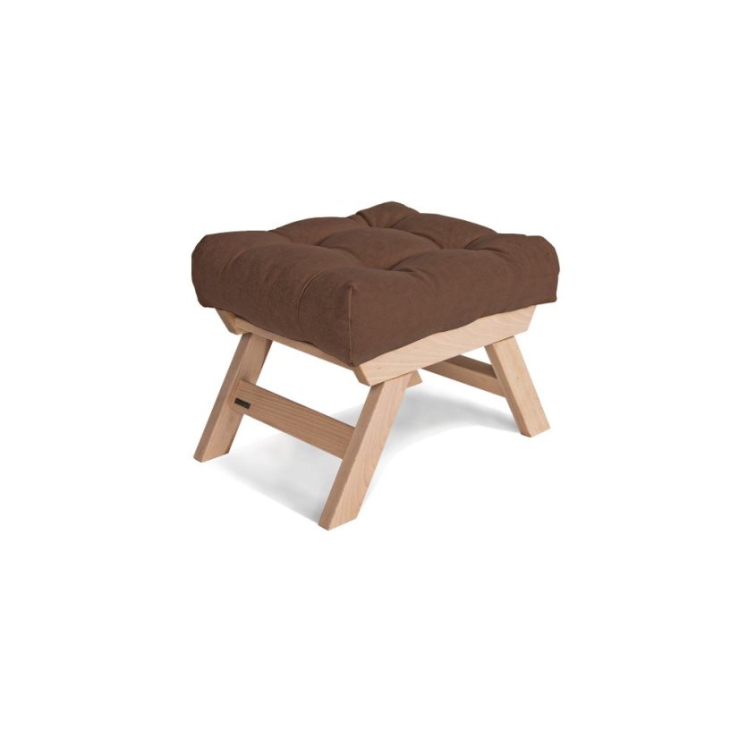 ALLEGRO Pouffe - rozmer: 55x47x43 cm, farba futonu: brown, farba: natural (lněný olej)