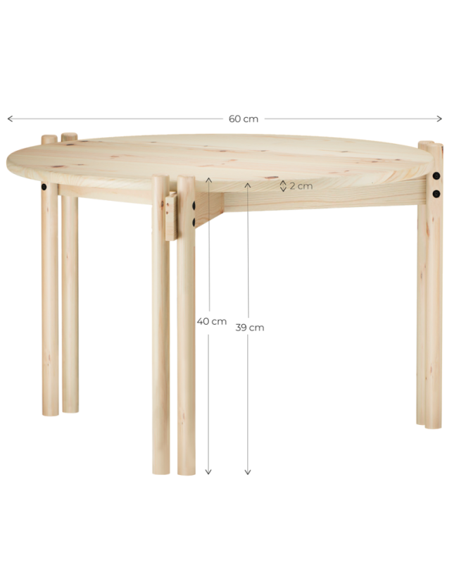 table STICKS TABLE HIGH (stolík) - rozmer: 60x40 cm, farba: natural (lak)