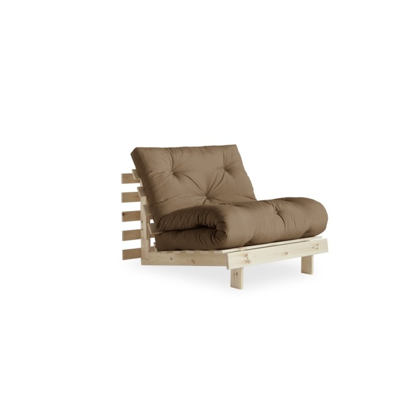 ROOT SOFA natural pine (pohovka z borovice) - Farba: karup natural, rozmer: 90*200 cm, farba futonu: mocca 755