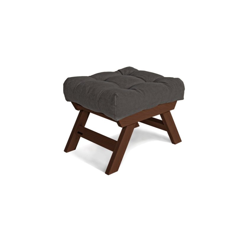 ALLEGRO Pouffe - rozmer: 55x47x43 cm, farba futonu: gray, farba: walnut (lněný olej)