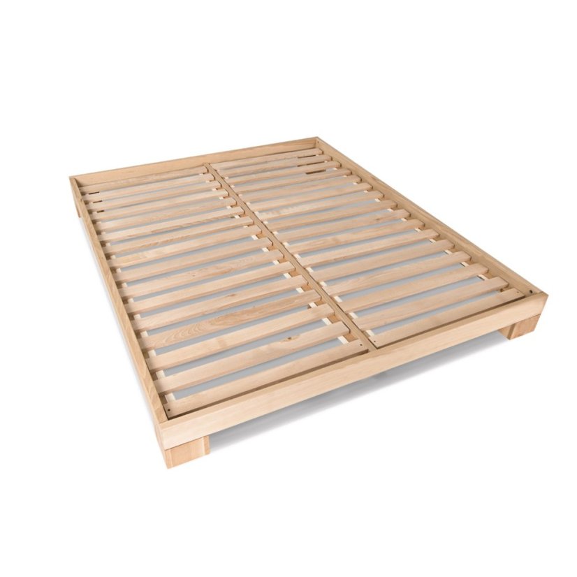 CUBE Double Bed (postel z buku) - rozmer: 200x160x16 cm, farba: neošetřené (bez oleja, bez laku)