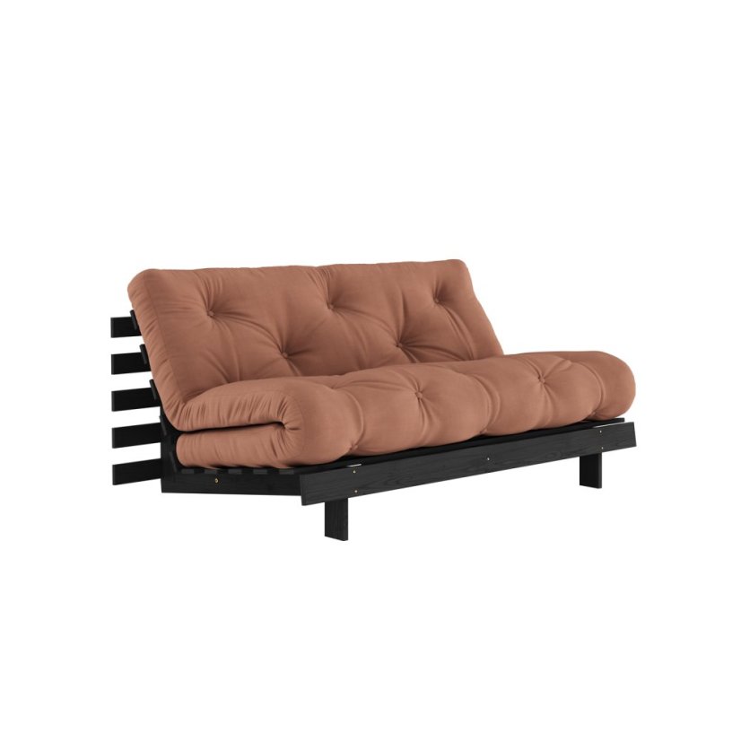 ROOT SOFA natural pine (pohovka z borovice) - Farba: karup black night, rozmer: 160*200 cm, farba futonu: clay brown 759