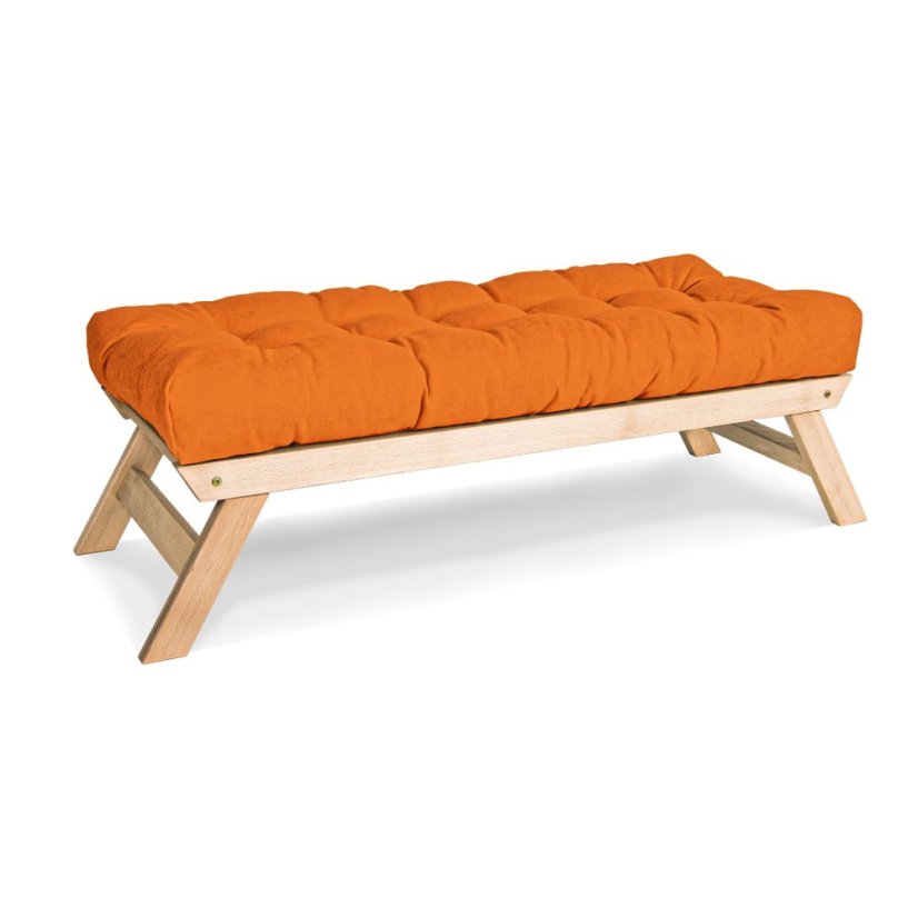 ALLEGRO Bench (lavice z buku) - rozmer: 140x50x43 cm, farba futonu: orange, farba: neošetřené (bez oleja, bez laku)