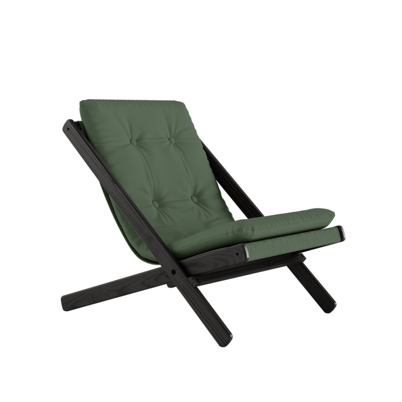 deckchair BOOGIE - lehátko (skladacie) - rozmer: 65x88x75 cm, farba futonu: olive green, farba: black (lak)