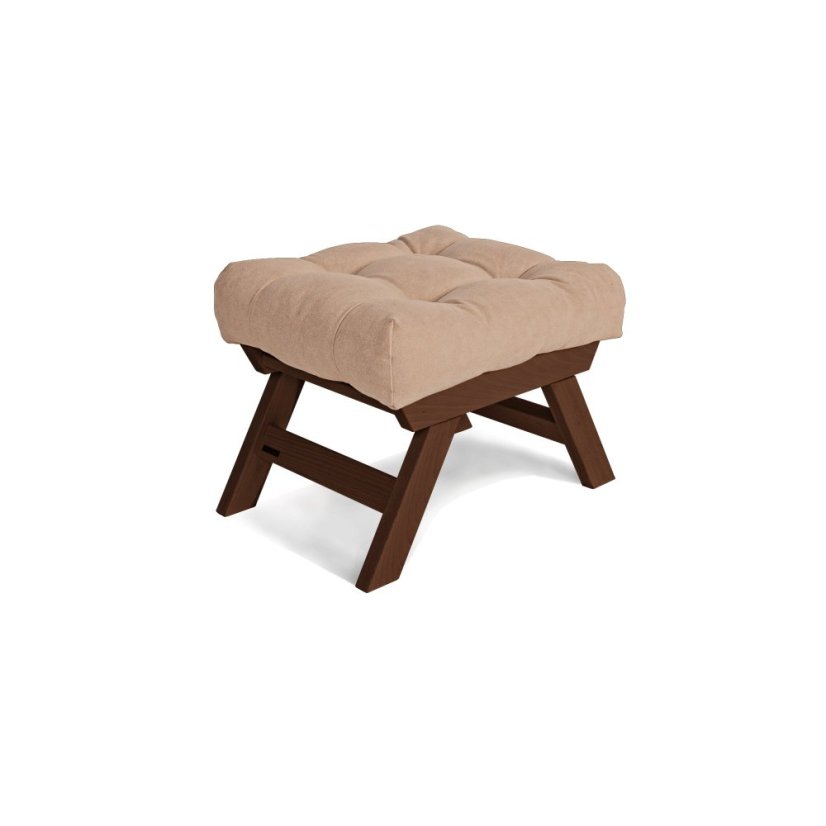 ALLEGRO Pouffe - rozmer: 55x47x43 cm, farba futonu: beige, farba: walnut (lněný olej)