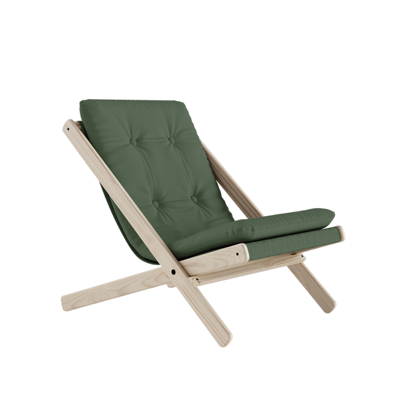 deckchair BOOGIE - lehátko (skladacie) - rozmer: 65x88x75 cm, farba futonu: olive green, farba: neošetřené (bez oleja, bez laku)