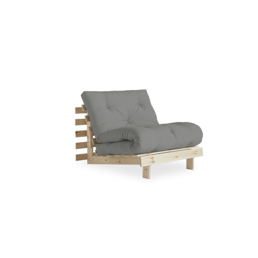 ROOT SOFA natural pine (pohovka z borovice) - Farba: karup natural, rozmer: 90*200 cm, farba futonu: grey 746