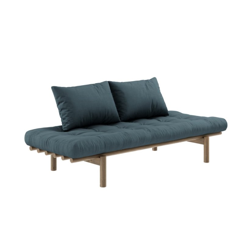PACE SOFA DAYBED natural pine (pohovka z borovice) - Farba: karup carob, farba futonu: petrol blue 757