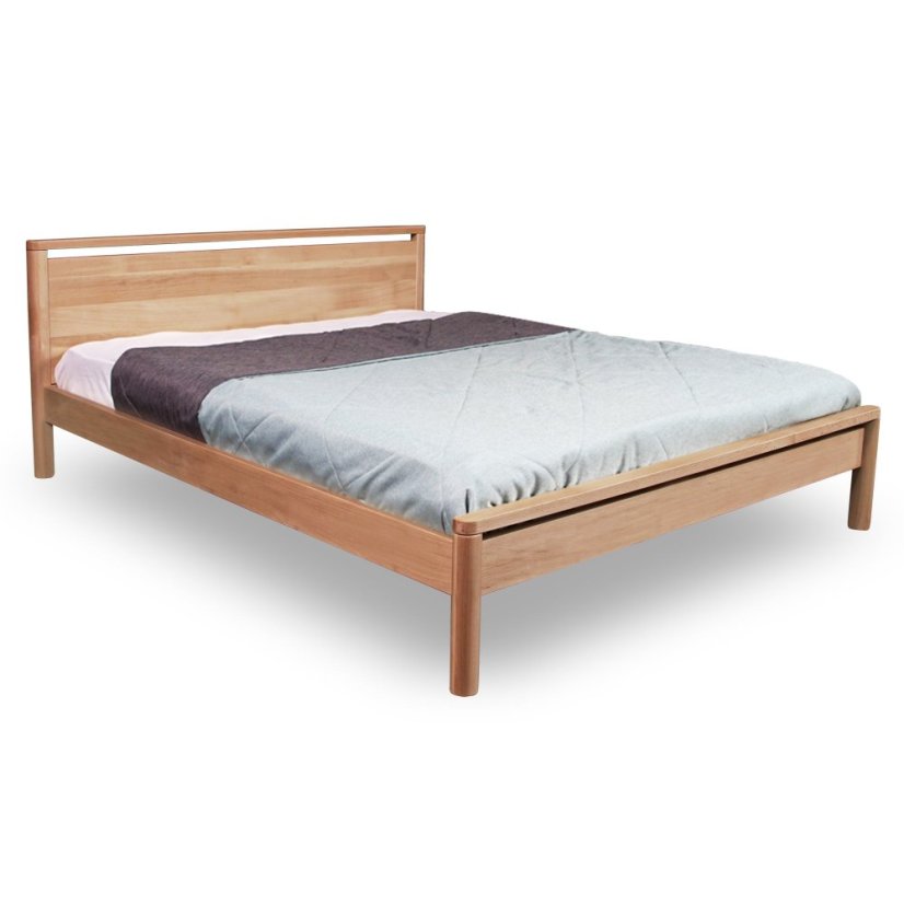 DROP HARD Double Bed (postel z buku) - rozmer: 200x160x26 cm, farba: neošetřené (bez oleja, bez laku)