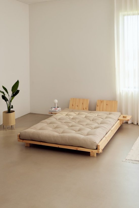 SOCIAL BED natural pine (posteľ z borovice) - rozmer: 148x204x23 cm, farba: natural (lak)