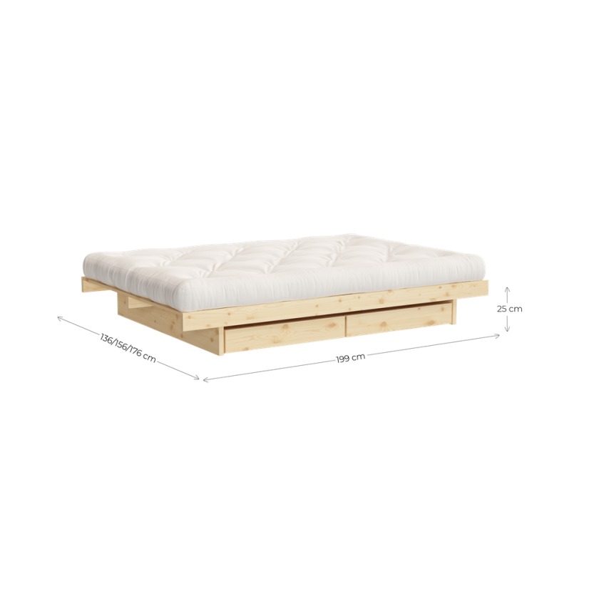 KANSO BED natural pine (posteľ z borovice) - Farba: karup natural, rozmer: 90*200 cm