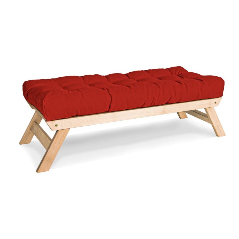 ALLEGRO Bench (lavice z buku) - rozmer: 140x50x43 cm, farba futonu: red, farba: natural (lněný olej)