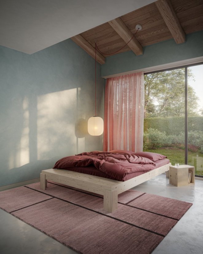 LAYERS BED BENCH natural pine (posteľ z borovice) - rozmer: 160*200 cm, farba: karup natural