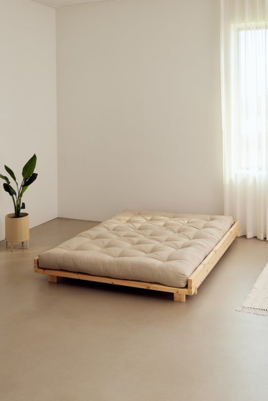 SOCIAL BED natural pine (posteľ z borovice) - rozmer: 148x204x23 cm, farba: natural (lak)