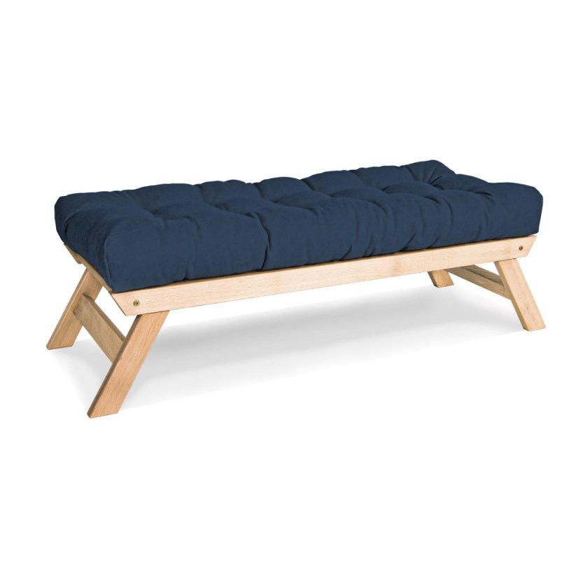 ALLEGRO Bench (lavice z buku) - rozmer: 140x50x43 cm, farba futonu: blue, farba: natural (lněný olej)