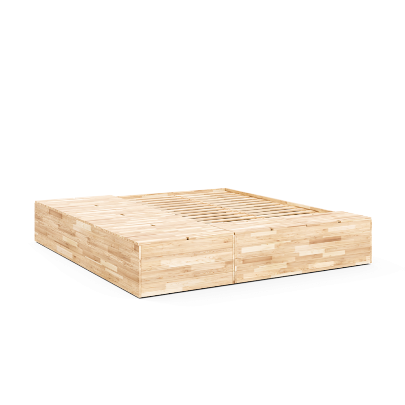 BASEMENT BED natural pine (posteľ z borovice) - rozmer: 226x242x41 cm, farba: natural (lak)