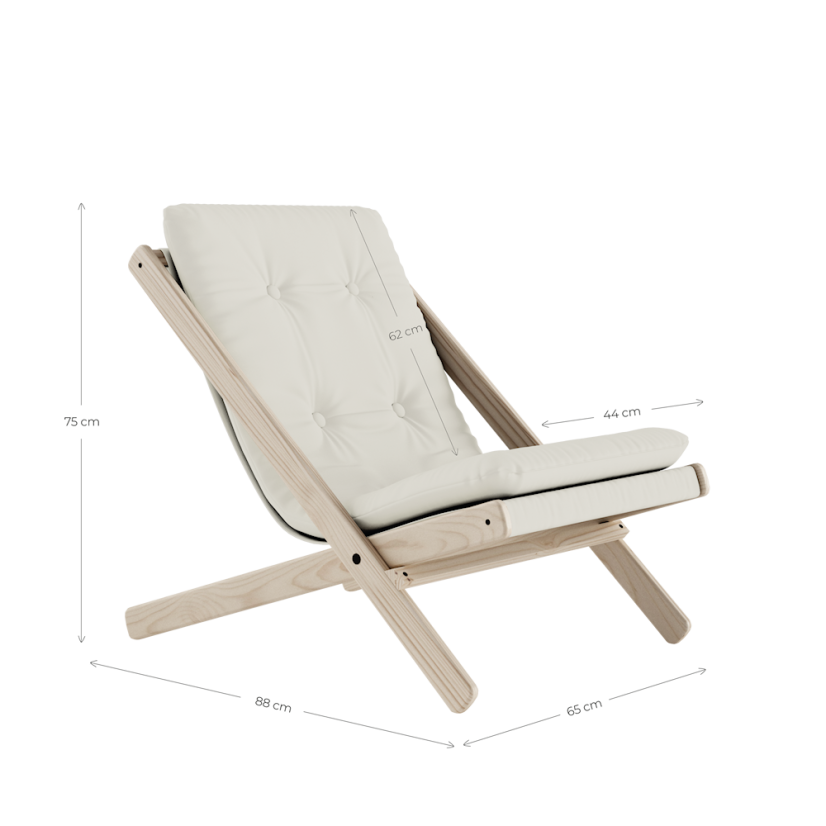 deckchair BOOGIE - lehátko (skladacie) - rozmer: 65x88x75 cm, farba futonu: clay brown, farba: neošetřené (bez oleja, bez laku)