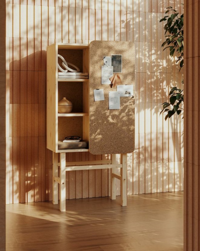 SLIDE CABINET W. PINBOARD