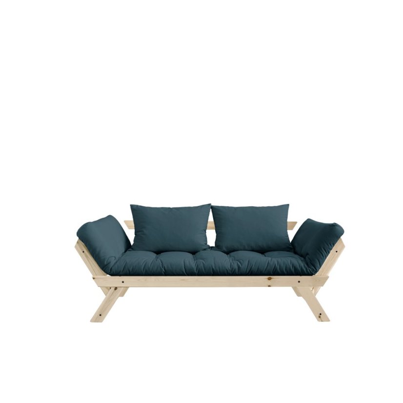 BEBOP SOFA natural pine (pohovka z borovice) - Farba: karup natural, farba futonu: petrol blue 757