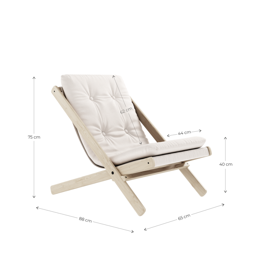 deckchair BOOGIE OUTDOOR - lehátko vonkajšie (skladacie) - rozmer: 65x88x75 cm, farba futonu: white, farba: olej (pre exteriér)