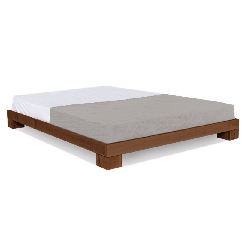 CUBE Double Bed (postel z buku) - rozmer: 200x180x16 cm, farba: walnut (lněný olej)