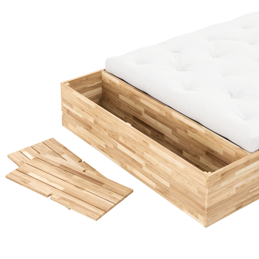 BASEMENT BED natural pine (posteľ z borovice) - rozmer: 226x242x41 cm, farba: natural (lak)
