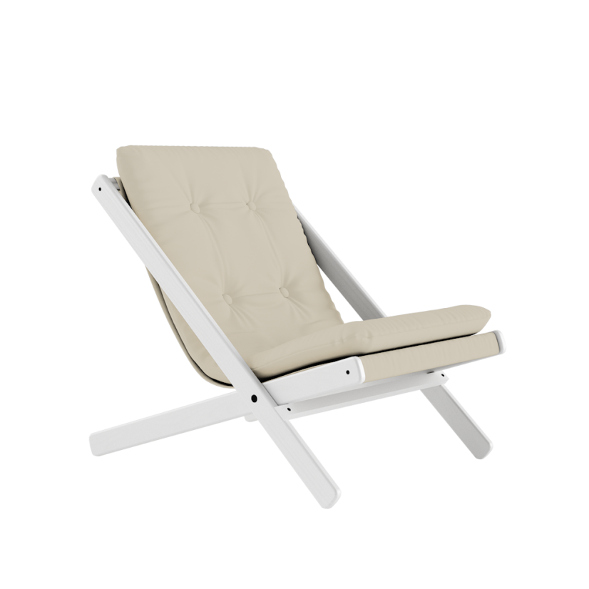 deckchair BOOGIE - lehátko (skladacie) - rozmer: 65x88x75 cm, farba futonu: beige, farba: white (lak)