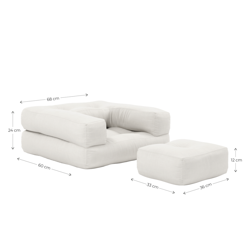 MINI CUBE - rozmer: 60x68x24 cm, farba futonu: natural