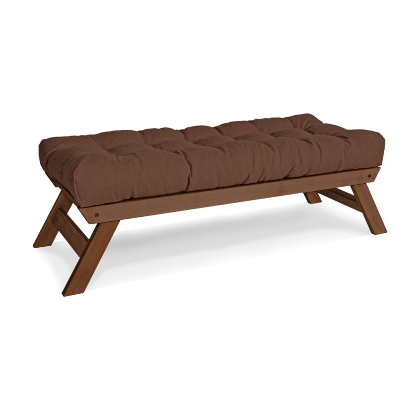 ALLEGRO Bench (lavice z buku) - rozmer: 140x50x43 cm, farba futonu: brown, farba: walnut (lněný olej)