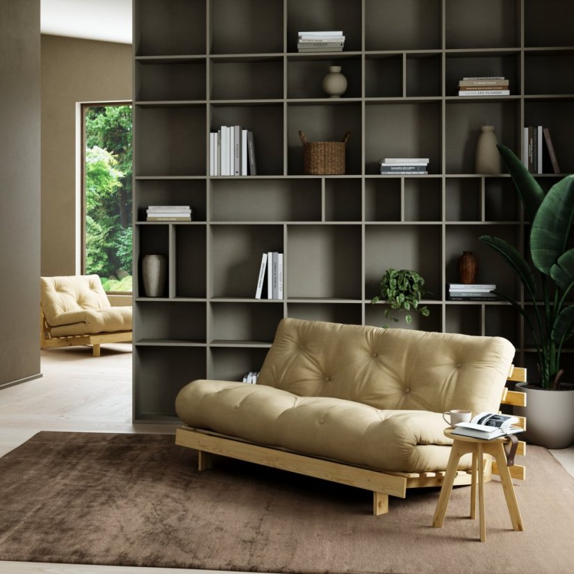 ROOT SOFA natural pine (pohovka z borovice) - Farba: karup natural, rozmer: 90*200 cm, farba futonu: natural 701