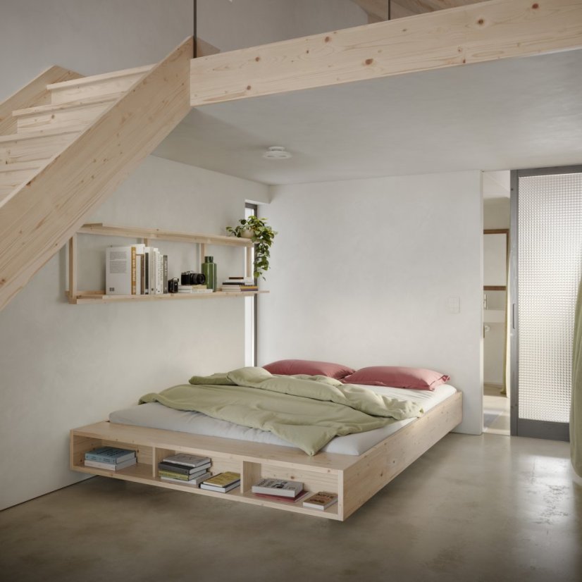 MERGE BED natural pine (posteľ z borovice) - Farba: karup natural, rozmer: 140*200 cm