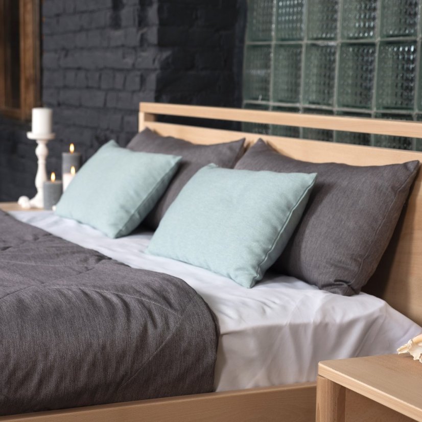 DROP HARD Double Bed (postel z buku) - rozmer: 200x180x26 cm, farba: neošetřené (bez oleja, bez laku)