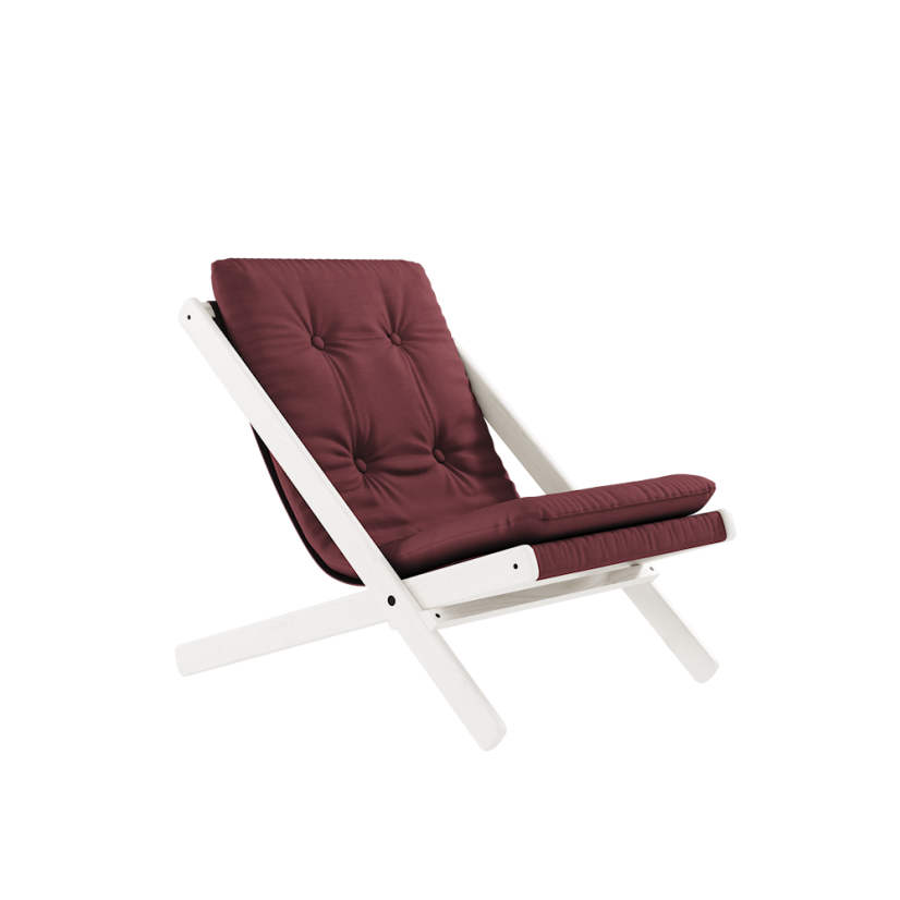 deckchair BOOGIE - lehátko (skladacie) - rozmer: 65x88x75 cm, farba futonu: bordeaux, farba: white (lak)