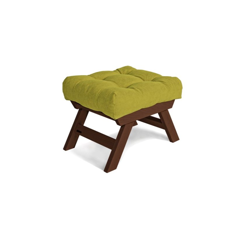 ALLEGRO Pouffe - rozmer: 55x47x43 cm, farba futonu: green, farba: walnut (lněný olej)